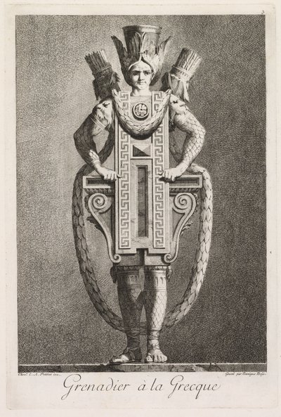 Mascarada a la griega: Granadero a la griega, Placa 3, 1771 de Benigno Bossi