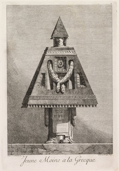 Mascarada a la griega: Joven monje a la griega, lámina 9, 1771 de Benigno Bossi