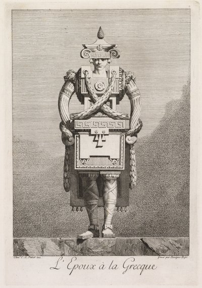 Mascarada a la griega: El esposo a la griega Placa 7, 1771 de Benigno Bossi