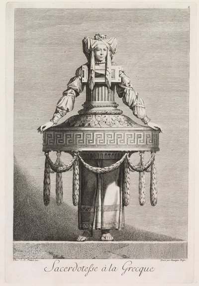 Mascarada a la griega: Sacerdotisa a la griega, Placa 8, 1771 de Benigno Bossi