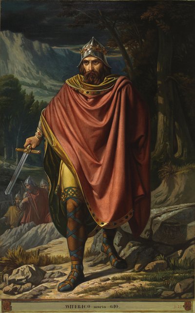 Retrato del rey visigodo de Hispania Witteric (Witerico o Viterico) (reinado del 603 al 610) - Pintura de Benito Soriano Murillo (1827-1891) Palacio de las Cortes Madrid de Benito Soriano Murillo
