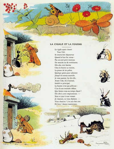 La cigarra y la hormiga, ilustración de 