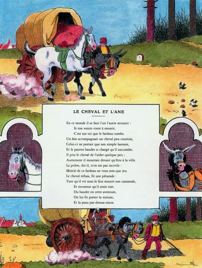 El caballo y el asno, ilustración de 