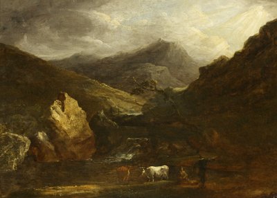 Paisaje montañoso con vista de Snowdon de Benjamin Barker
