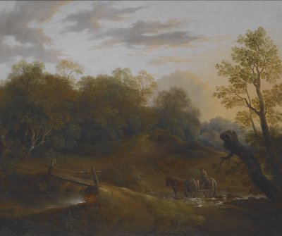 Pony Cart Crossing a Woodland Brook, c.1815 (óleo sobre lienzo) de Benjamin Barker