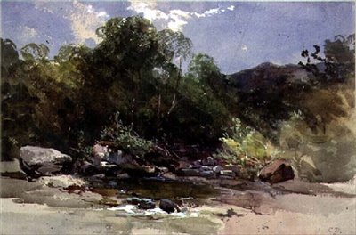 Camino que lleva a Pont Aberglaslyn, vista hacia el valle de Festiniog, norte de Gales de Benjamin Barker