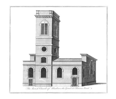 La Iglesia Parroquial de Alhallows the Great en Thames Street, c1772 de Benjamin Cole