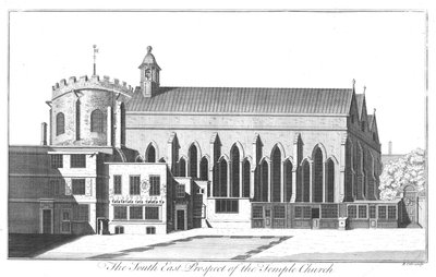 La perspectiva sureste de la Iglesia del Templo, c1737 de Benjamin Cole