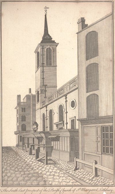 La Perspectiva Sureste de la Iglesia Parroquial de Santa Margarita Lothbury de Benjamin Cole