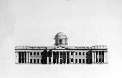 Elevación de la fachada principal de una casa de Benjamin Dean Wyatt