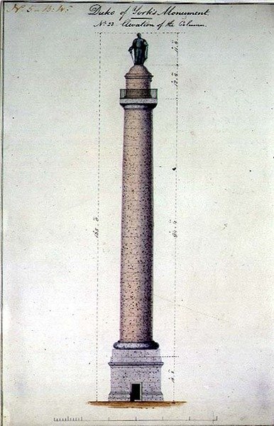 Elevación del Monumento del Duque de York, Carlton Gardens, Londres de Benjamin Dean Wyatt