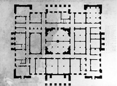 Plano del sótano de una casa de Benjamin Dean Wyatt
