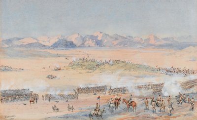 Avance de los 9º y 10º batallones sudaneses del ejército egipcio en la batalla de Toski, 3 de agosto de 1889 (acuarela) de Benjamin Donisthorpe Alsop Donne