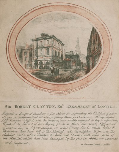 La fachada oeste de la Escuela Matemática, Hospital de Cristo, 1775 de Benjamin Green