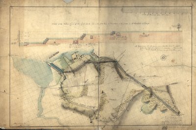 Sección del curso norte del canal desde la marea en el río Elk en Frenchtown hasta el [roble] bifurcado en el pantano del Sr. Rudulph : [Canal de Chesapeake y Delaware, parte de Maryland]. de Benjamin Henry Latrobe