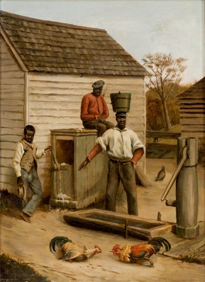 Pelea de gallos en el corral, 1860 de Benjamin J. Severance