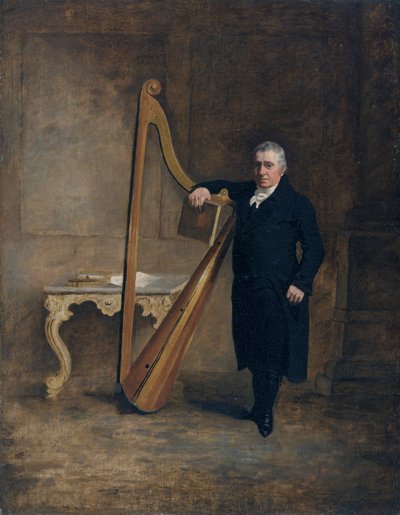 Arpista de la familia Corbet de Griffith Owen, c.1812 (óleo sobre lienzo) de Benjamin Marshall