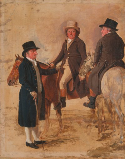 John Hilton, juez del campo de Newmarket; John Fuller, secretario del campo; y John Stevens, entrenador. de Benjamin Marshall