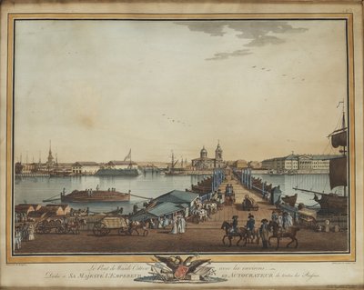 El Puente de Intercambio en la Isla Vasilievsky, 1799 de Benjamin Paterssen