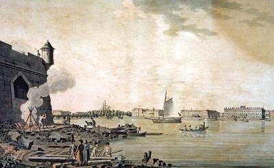 Vista del Palacio de Mármol, tomada desde el lado de la Fortaleza de Pedro y Pablo, San Petersburgo de Benjamin Patersson