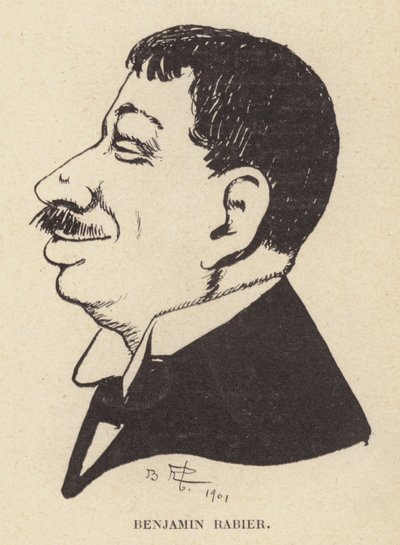 Autorretrato caricaturesco del dibujante e ilustrador francés Benjamin Rabier (litografía) de Benjamin Rabier