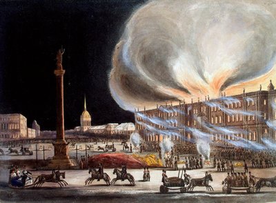 Incendio en el Palacio de Invierno en diciembre de 1837, 1838 de Benjamin Richard Green