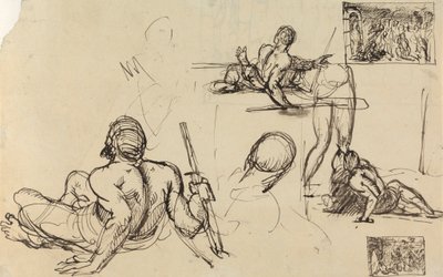Estudios de la figura de un hombre que se levanta del suelo de Benjamin Robert Haydon
