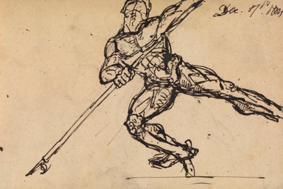 Figura Estudio de un varón desnudo con una lanza de Benjamin Robert Haydon