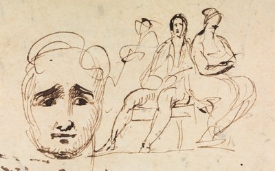 Esbozo de retrato y figuras sentadas de Benjamin Robert Haydon