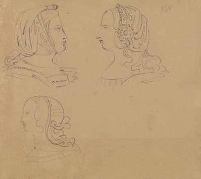 Retratos de mujeres con diversos tocados de Benjamin Robert Haydon
