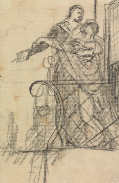 Estudio de dos figuras en un balcón de Benjamin Robert Haydon
