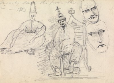 Estudio de dos hombres sentados con su traje tradicional de Benjamin Robert Haydon