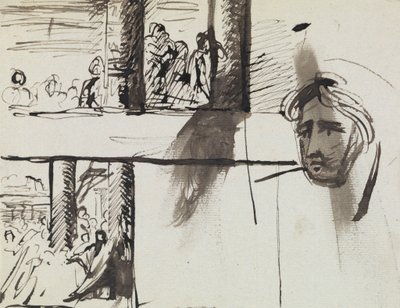 Estudio de un grupo de figuras y estudio de la cabeza de un hombre de Benjamin Robert Haydon