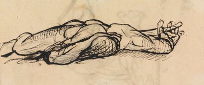 Estudio de un desnudo masculino tumbado en el suelo de Benjamin Robert Haydon