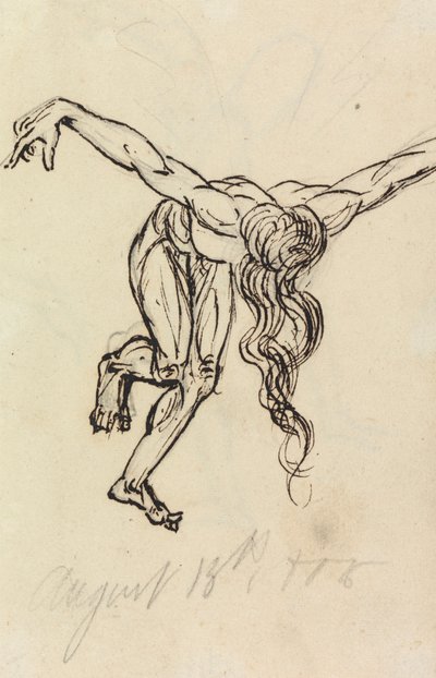 Estudio de un desnudo, inclinado hacia delante, con los brazos extendidos de Benjamin Robert Haydon