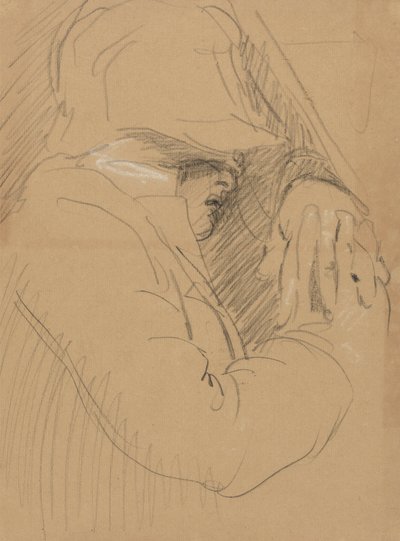 Estudio de un hombre dormido, con sombrero y las manos juntas de Benjamin Robert Haydon