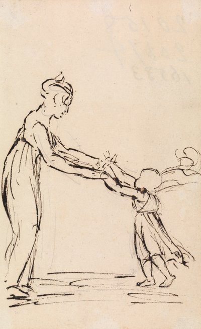 Estudio de una mujer y un niño jugando de Benjamin Robert Haydon