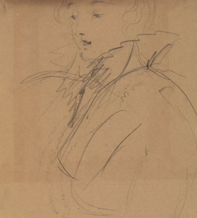 Estudio de la parte superior del cuerpo, de una mujer con cuello alto de Benjamin Robert Haydon
