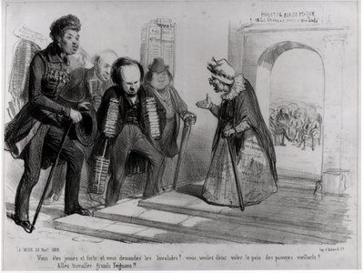 Dumas, Hugo y Balzac buscando su admisión en la Academia Francesa, ilustración de 