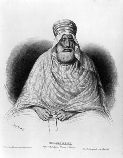 Retrato de El Mazari, Agha de Mostaganem (Armee Africana) de Benjamin Roubaud
