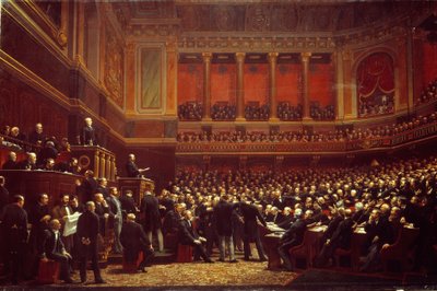 Louis Adolphe Thiers (1797-1877) proclamado Libertador del Territorio en la sesión de la Asamblea Nacional celebrada en Versalles el 16 de junio de Benjamin Ulmann
