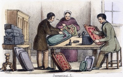 Japanning, de La cochinilla y los insectos de laca en Ilustraciones gráficas de animales - Mostrando su utilidad para el hombre en su empleo durante la vida y usos después de la muerte, c.1845 de Benjamin Waterhouse Hawkins