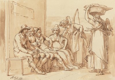 Personajes en las calles de Londres de Benjamin West