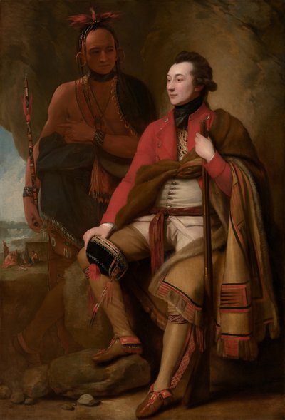 El coronel Guy Johnson y Karonghyontye (capitán David Hill) de Benjamin West