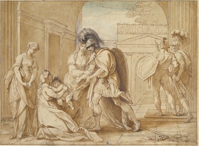 Héctor despidiéndose de Andrómaca: el susto de Astianacte, 1766 de Benjamin West