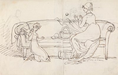 La Sra. West y su hija juegan a la pelota de Benjamin West