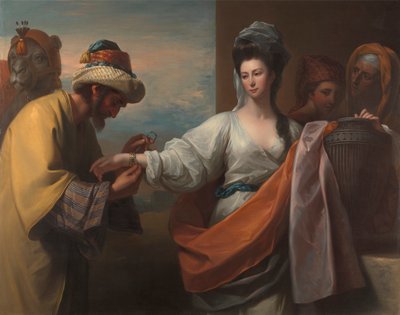 Rebeca recibe el brazalete en el pozo de Benjamin West