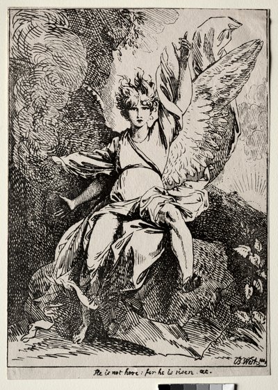 Especímenes de Poliautografía: El ángel en la tumba de Cristo de Benjamin West