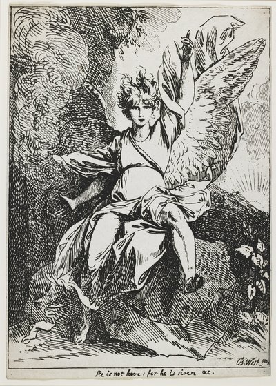 El ángel de la resurrección, de "Specimens of Polyautography" de Benjamin West