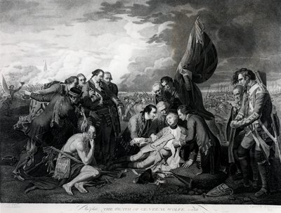 La muerte del general Wolfe, 1759, grabado por Augustin Legrand de Benjamin West